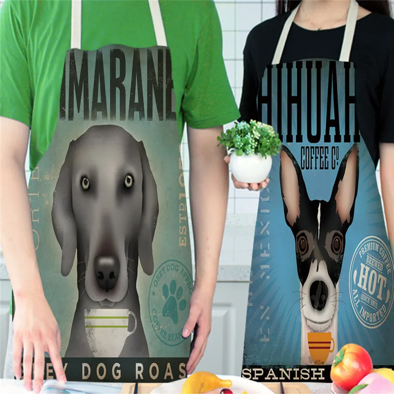 Cartoon Dog Pattern Apron Dog Aprons Modern Minimalist Cute Dogs Cotton And Linen Material Is Refreshing And Easy To Wear