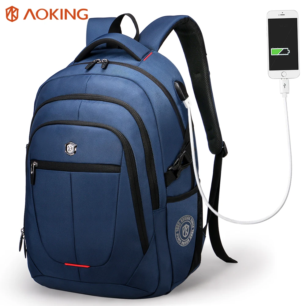 Aoking рюкзак для путешествий с внешним usb-портом и светоотражающей полоской для женщин, водонепроницаемый рюкзак для ноутбука