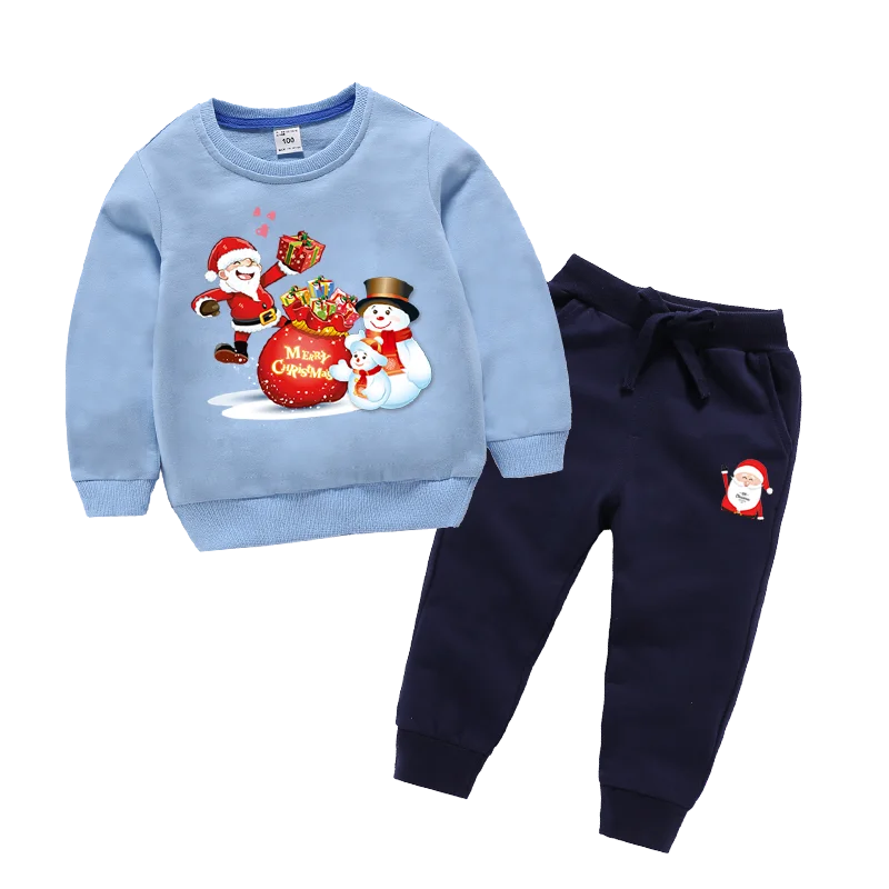 Рождественская одежда Рождественский Комплект для мальчиков и девочек, Длинные пуловеры, спортивные штаны на весну-осень, толстовки для мальчиков 2, 3, 4, 5, 6, 7, 8 лет - Цвет: C6
