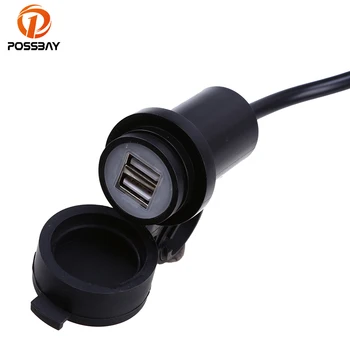 

POSSBAY Rubber ABS Motorcycle USB Charger Power Adapter Dual USB Sockets Mobile Phone Charger Universal For Motocross Motorbike
