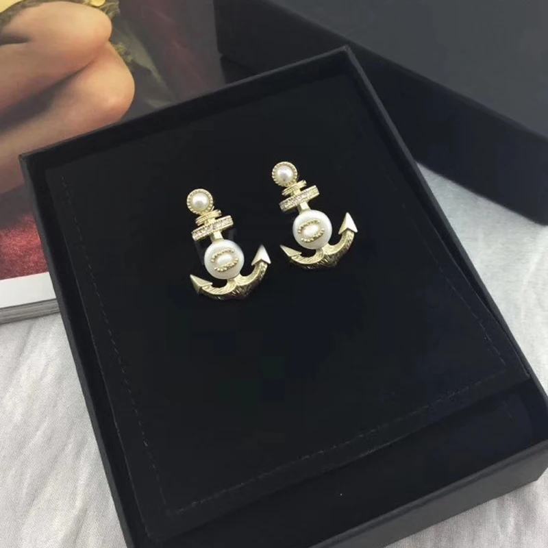 

Small Anchor Earrings For Women 2019 Fashion Jewelry Pearl Ear Jewelry