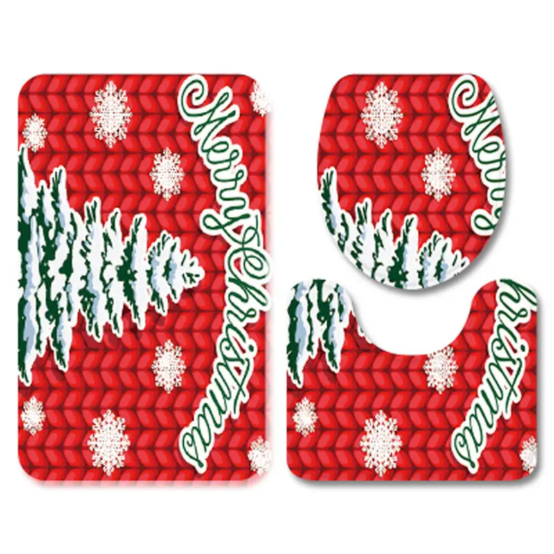 No.17 Модный Рождественский набор ковриков для ванной комнаты с усами, фланелевые Декоративные наклейки для унитаза, коврик для ванной, Рождественский Набор чехлов для унитаза - Цвет: No.17