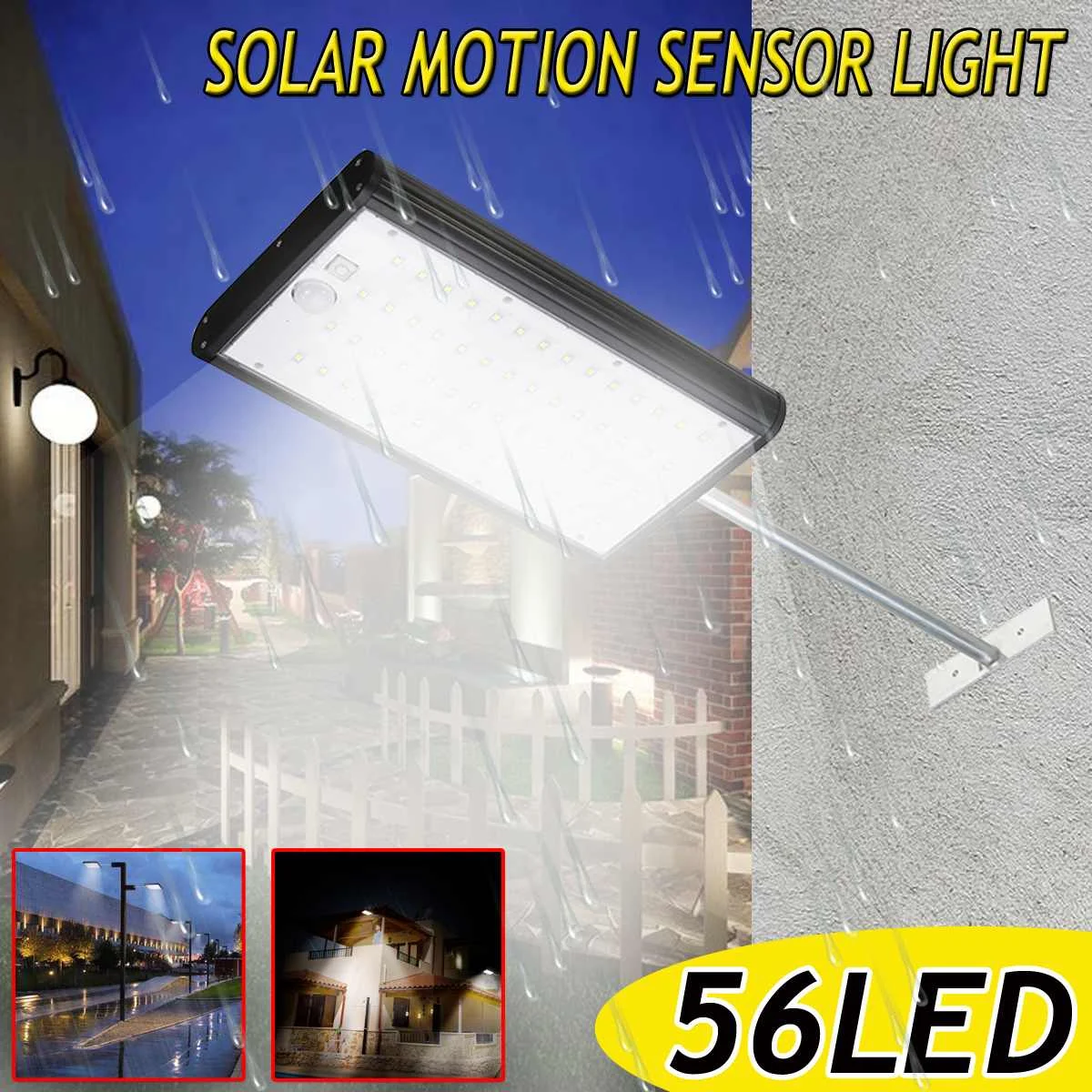 

56 LED Solar Lamp Wall Street Light 4 Modes Motion Sensor IP65 Waterproof Security Lamp Solar Lamp for Garden Yard with Stand