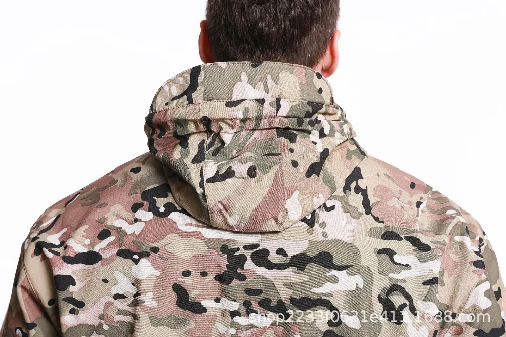Новые водо-и ветронепроницаемые куртки для мужчин мягкая оболочка Военная камуфляжная куртка пальто мужская с капюшоном зимняя теплая тактическая армейская флисовая верхняя одежда
