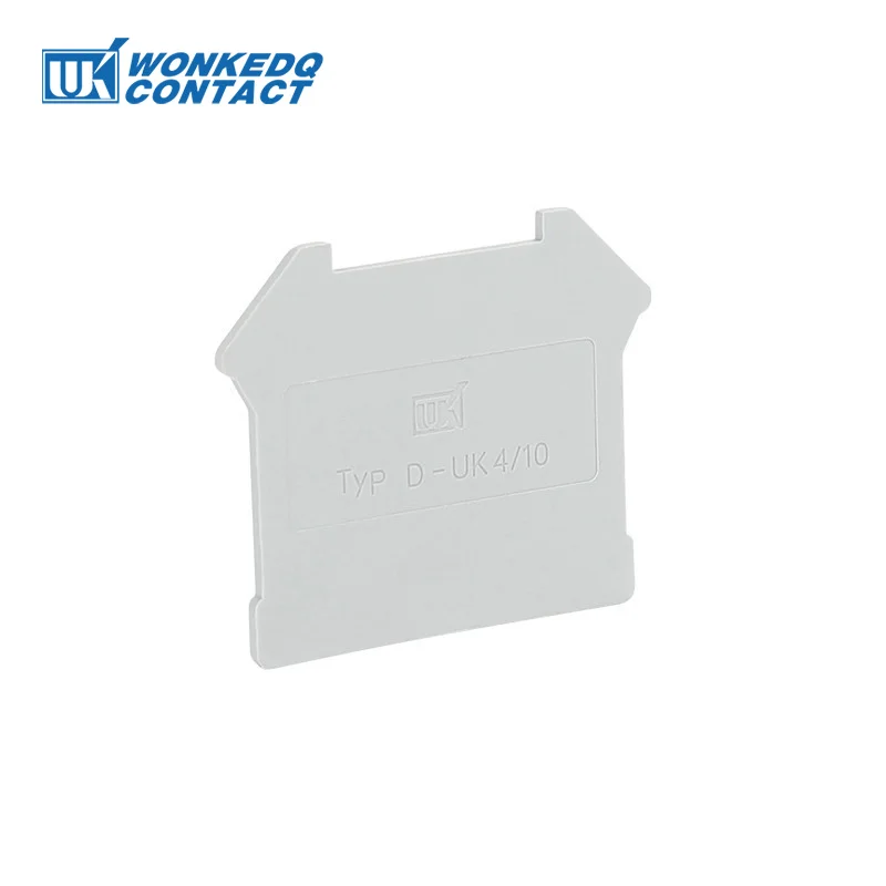 Wire Connectors Din Rail Terminal Block 1Pc D-UK4/10 End Cover For UK 3/5/6/10/25 UIK16 Wire Connector Din Rail Terminal Block D-UK 4/10 End Barrier Plate Separation