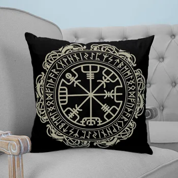 

Mandala Compass Black Tattoo Printed Throw Pillow Case Plush fabric Pillowcase Home Decorative Pillow Hot