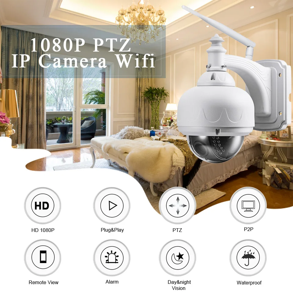 

HD 5MP/1080P Wifi IP Camera Speed Dome WiFi Mini Outdoor Security CCTV Camera 5X Auto Zoom PTZ SD Card Slot ONVIF P2P RTSP Alarm