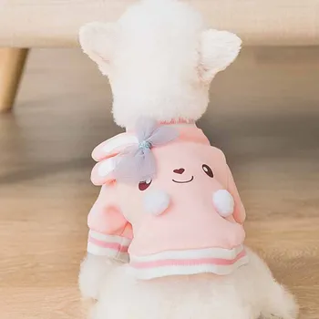 

New autumn and winter puppy dog sweater cute cartoon rabbit cat two-legged cat cat small dog pet clothes