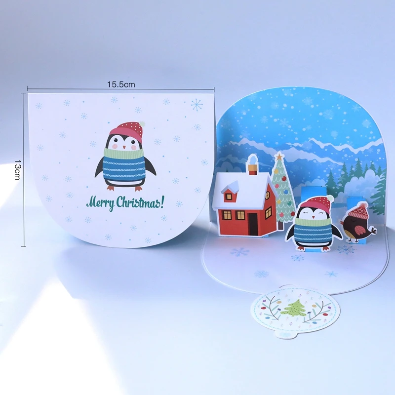 3D выскакивающие рождественские открытки лазерная резка открытки подарки вечерние открытки ручной работы дерево настраиваемые открытки