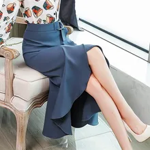 Женская юбка, новинка, осень, весна, лето, элегантная женская длинная юбка-Русалка с разрезом