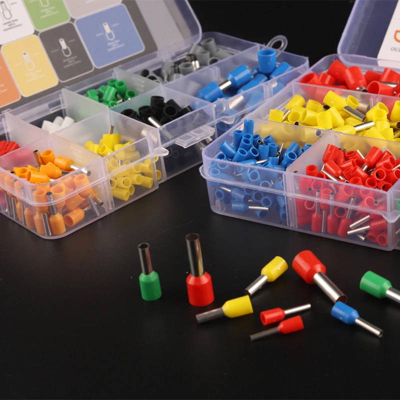 Boxed VE Series Insulated Terminal Block Cord End Crimping Sleeve Terminal Cable Wire Connector Electrical Tube Terminals Suit