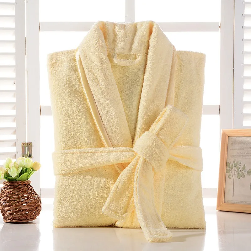 

Bathrobe Men 100% Cotton Towel Fleece Thick Terry Warm Bridesmaid Bath Robe Long String Bathrobe Couple Hotel Home Dressing Gown
