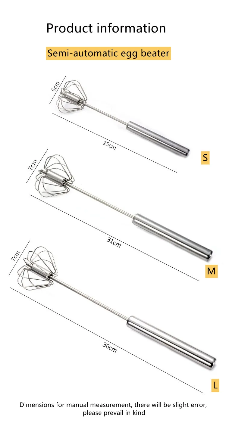 manual auto girando aço inoxidável batedor mão