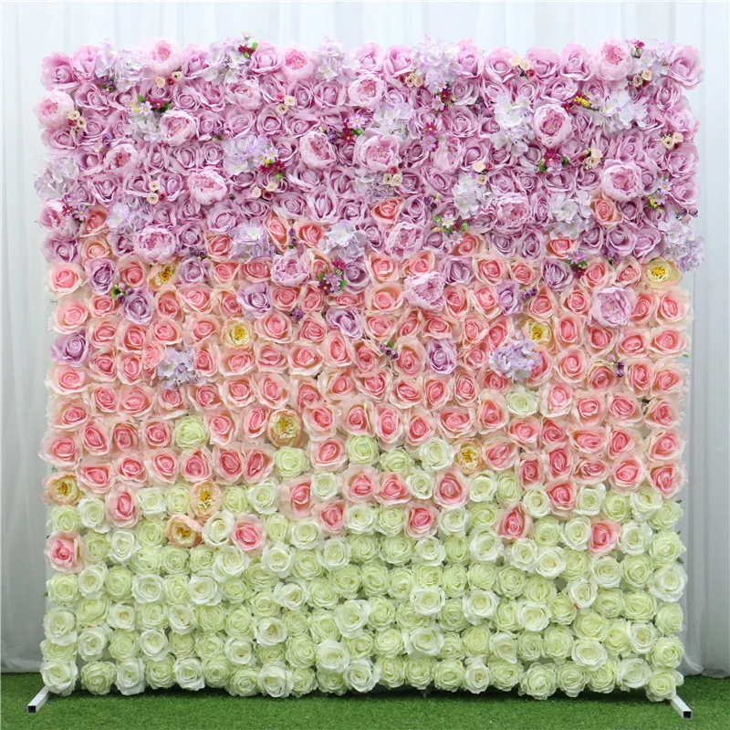 purple pink white Индивидуальный искусственный цветок стены градиент роза фон стены моделирование завод стены DIY Свадьба отель фотографии двери окна Декор - Цвет: purple pink white