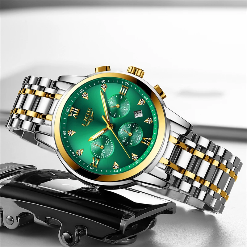 2020 Brand LIGE Green Water Ghost Luxury Men's Watch Waterproof Date Clock Mens Watches Men Quartz Wristwatch Relogio Masculino