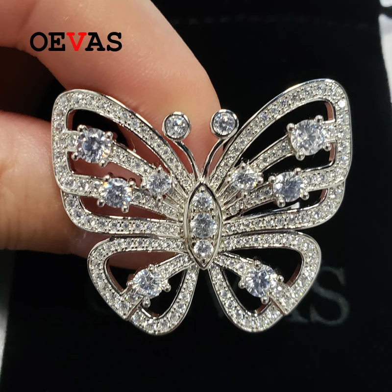 

OEVAS Solid 925 Sterling Silver Hyperbole Butterfly Design Created Moissanite Diamond Rings Wholesale Wedding Enagement Ring