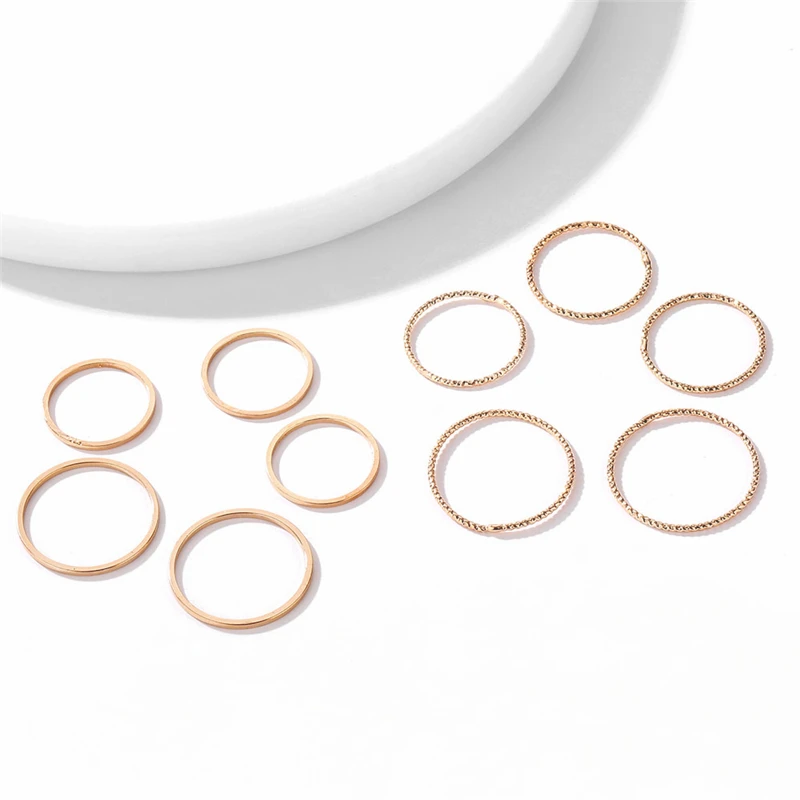 Ring Set 10 pcs/set Minimalist Midi Round Twist Weave For Women