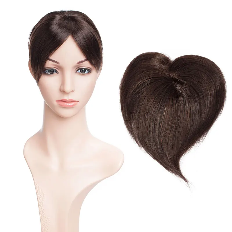 SEGO 7x8cm Straight Mono Base Hair Topper Non-Remy Human Hair Pieces for Women Toupee Hair Clips in Human Hair