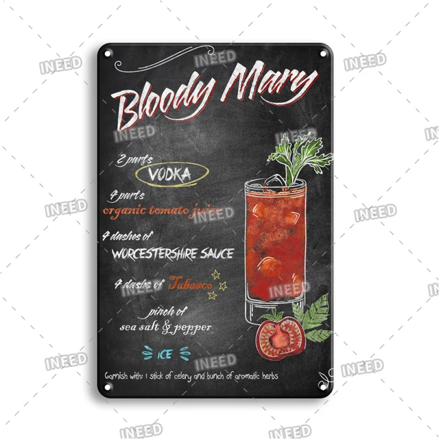 INEED Vintage Metal Tin Sign Decorations Gin & Tonic Cocktail Plate Decorative Poster Plaque Retro Bar Kitchen Home Wall Decor 10560