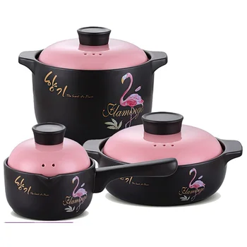 

Ceramic Casserole Nordic Pink Round Flamingo 1-5.5L Multiple Size Cooking Pot Household Kitchen Supplies Saucepan Cookware