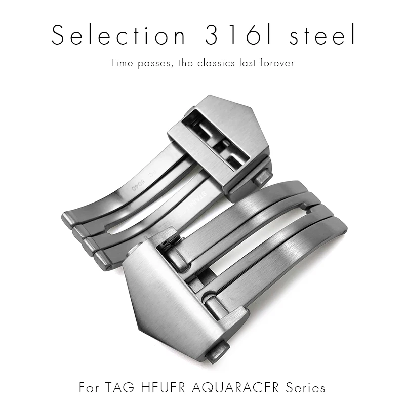 SCHIK 18mm 316L Stainless Steel Deployment Buckle Black Rose Gold Watch Clasp for Tag Heuer CARRERA AQUARACER for Men Bracelet