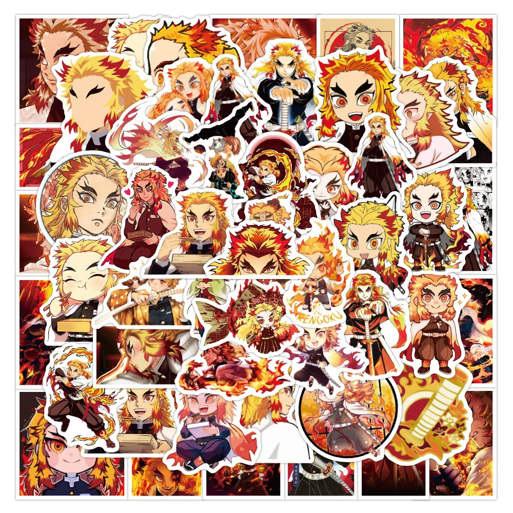 50個rengoku Kyoujurouステッカー悪魔特効kimetsuなしyaibaアニメのためのオートバイの荷物ギタースーツケースdiy Stickers Aliexpress