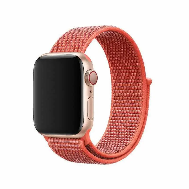 Новинка, цветной тканый нейлоновый спортивный ремешок для Apple Watch, 42 мм, 38 мм, 40 мм, 44 мм, мягкий браслет, ремешок для iWatch, серия 5, 4, 3, 2, 1 - Цвет ремешка: nectarine