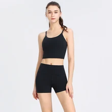 

2pcs Workout Clothes for Women Yoga Set Seamless High-waisted Short Leggings Hollow Back Bra Woman Fitness Sport Gym Tracksuit