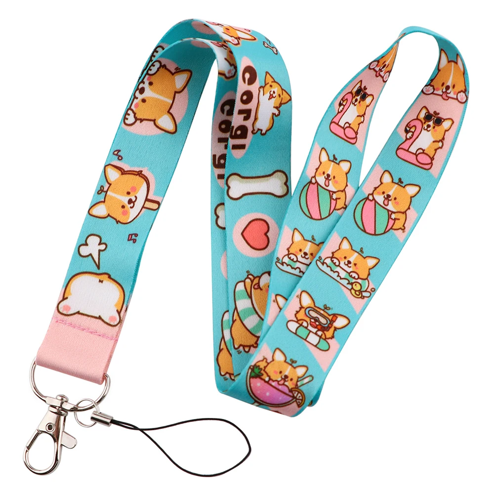 ER1579 Kawaii Мультфильм корги шнурки Id Бейдж держатель Брелок ID карта Пропуск