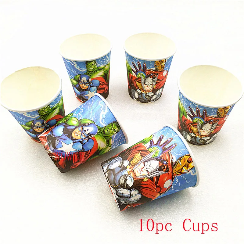 10pc Cups Disney Manway Мстители, Супермен, американский капитан рейтеон, Халк, подвижный торт Топпер, креативные детские куклы - Цвет: 10pc Cups