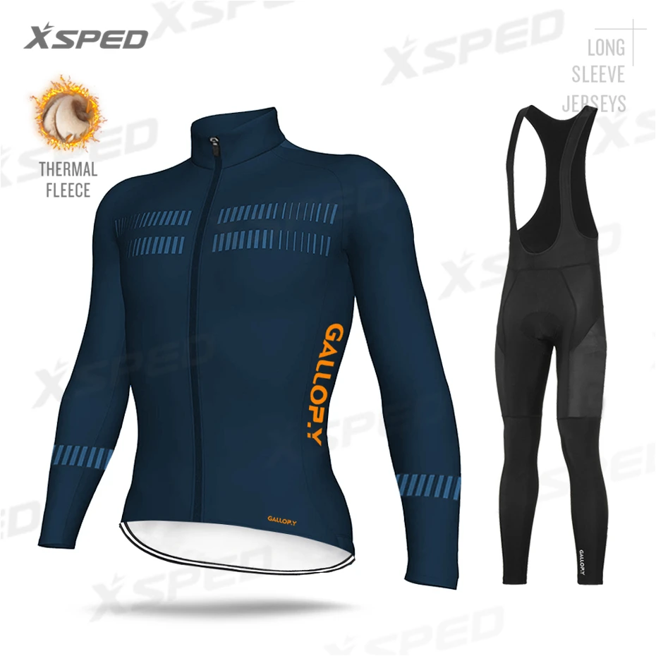 Bib Cycling Set Ropa ciclismo теплая Зимняя Теплая Флисовая велосипедная одежда, мужская Трикотажная одежда, костюм для езды на велосипеде, MTB Одежда, комбинезон, комплекты - Цвет: Bib Cycling Set