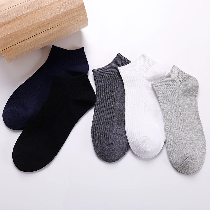 5 Pairs Men Boat Socks High Quality Casual Spring Summer Male Pure Color Cotton Boy Absorb sweat Wholesale