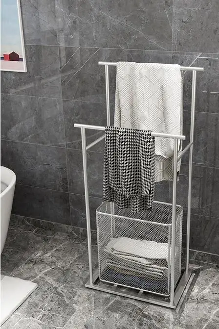Toilet shelf floor towel towel rack hole free bathroom bathtub edge dirty clothes basket