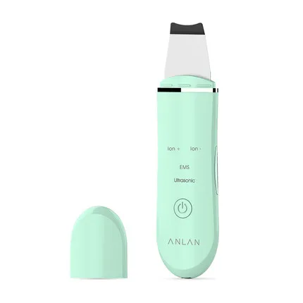 ANLAN Ultrasonic Skin Scrubber Deep Face Cleaning Machine Peeling Shovel Facial Pore Cleaner Face Skin Scrubber Lift Machine Green