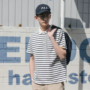 

Men's Tide brand loose tide men's short-sleeved T-shirt lapel couples wear Japanese t-shirts 7535