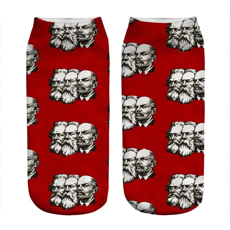 

2021 Women's socks kawaii Engels and Lenin Printed Socks Women harajuku Happy Funny Novelty cute girl gift Socks for women