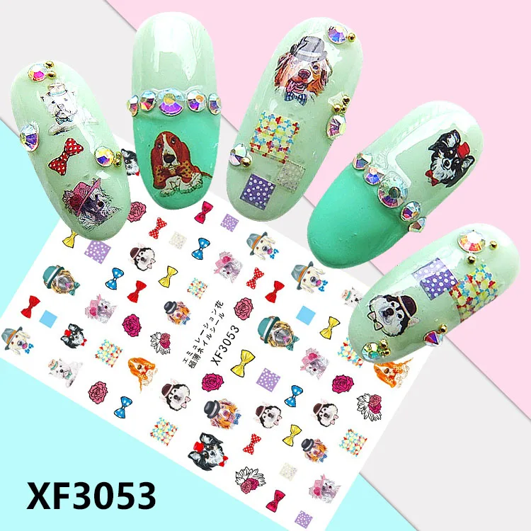 Для девочек с изображением мультипликационных персонажей! Лак для ногтей задний клей дизайн ногтей стикер для украшения ногтей - Цвет: XF3053