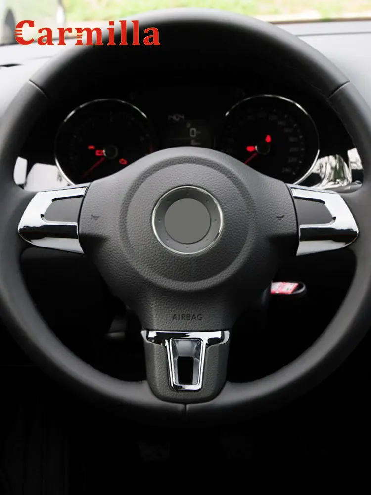 Хромированный чехол на руль из АБС пластика Наклейка для Volkswagen VW GOLF 6 MK6 POLO JETTA MK5 Bora