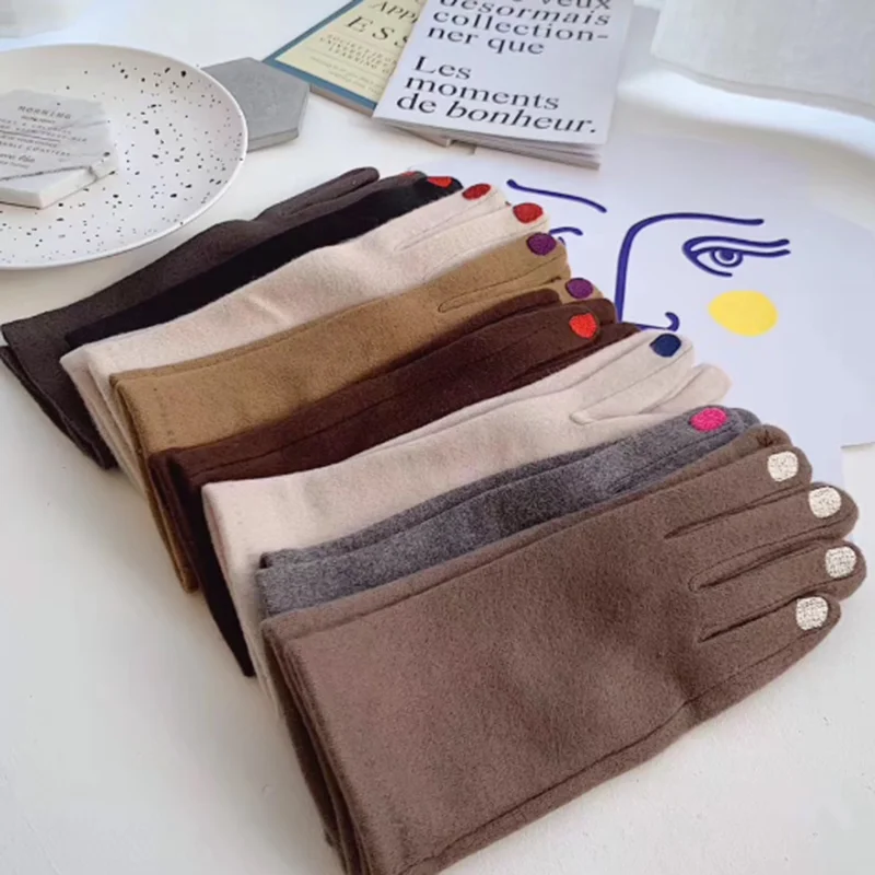 Newness зимние кашемировые перчатки для ногтей с вышивкой, матовые плотные теплые перчатки для ногтей, Рождественская
