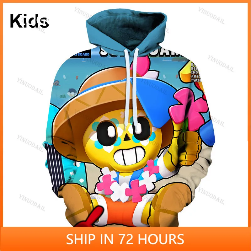 

POCO Brawling Boys Girls 3D PRIMO MORTIS Thin Hoodie Crow Spike Leon Shelly Hoodie Kids Game Anime Star Hoodie Birthday Gift