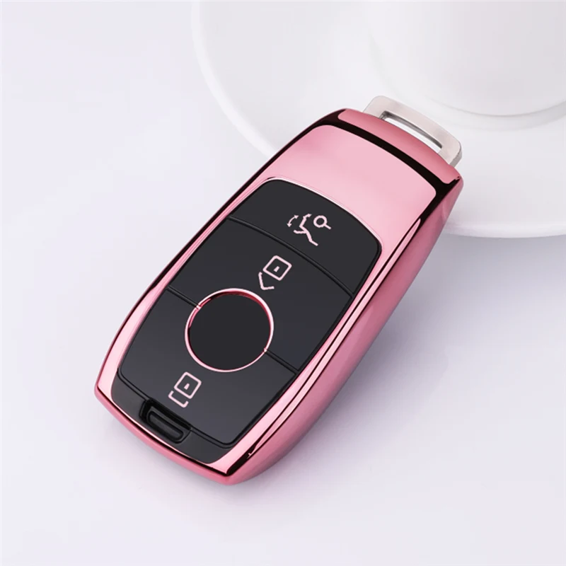 E-pink Все включено Мягкий ТПУ автомобильный чехол для ключей для Mercedes Benz E S класс защиты Брелок «Обложка» - Название цвета: E-pink