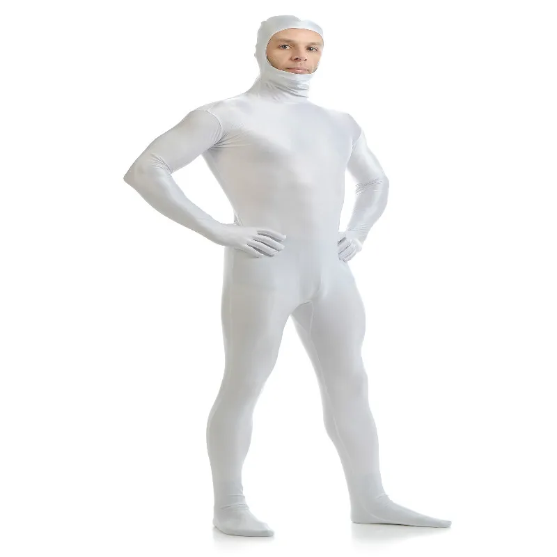 Cosplay&ware Open Face Zentai Spandex Unisex Catsuit Skin Tight Costume White M -Zentai shop online H9bf912da681948fabdd7283dcf83b6c85.jpg
