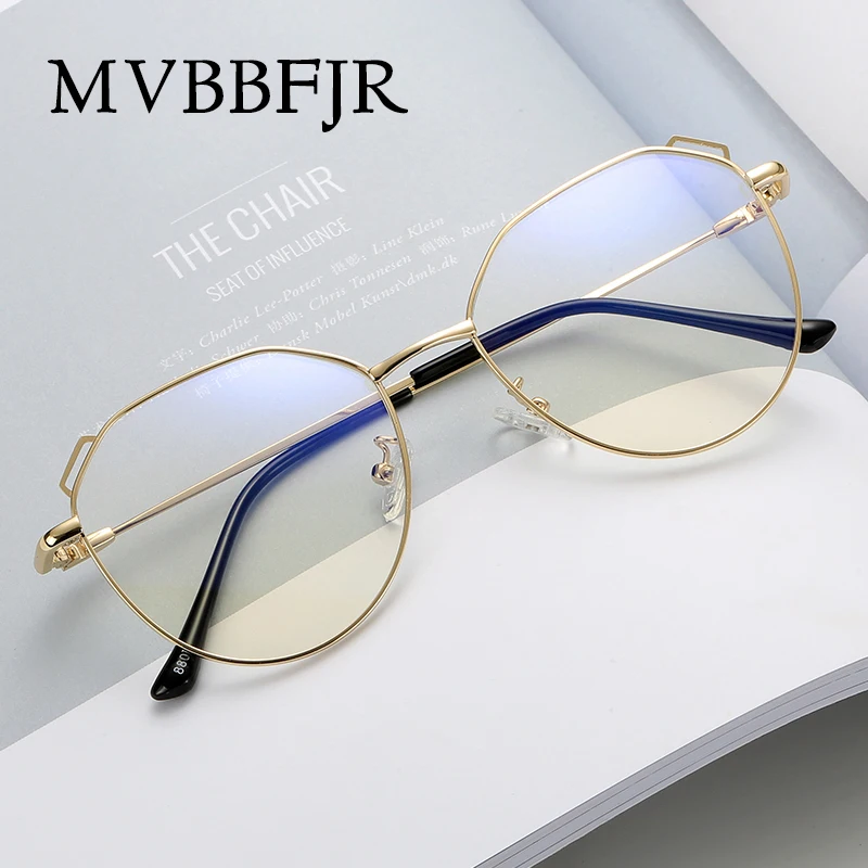 MVBBFJR Модные мужские и женские металлическая оправа для очков, очки в ретро-стиле для от близорукости, по рецепту, фирменный дизайн кошачий глаз