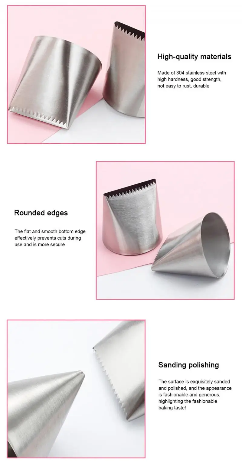 Stainless Steel Nozzle Icing Piping Nozzles Cream Cake Bakery Pastry Decorating Tip Kitchen Fondant Baking Accessories