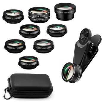 

10 in 1 Mobile phone Lens Telephoto Fisheye lens Wide Angle Macro CPL Flow Radial Star Filter for Smartphone Camera Lens Kit Set