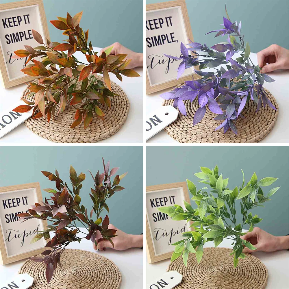 2pcs 6 Fork 4 Color Begonia Flower Small Plastic Leaf Bottoming Grass Wedding Road Lead Special Fake Table Decoration | Дом и сад