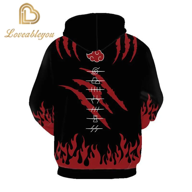 Модный Аниме пуловер Akatsuki Sasuke Naruto Kurama худи костюм для косплея уличная одежда