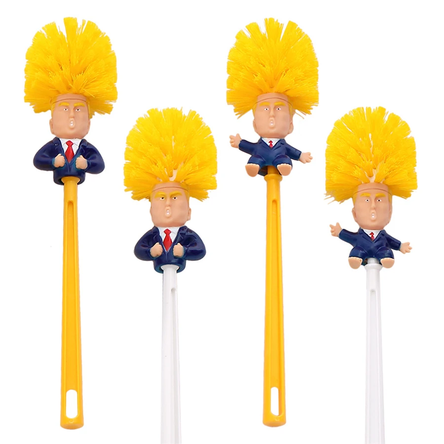 

Creative Trump Toilet Brush Holder Donald Trump Toilet Brush Head Silicone Bathroom WC Cleaning Brushes Set Statues Brush 2021