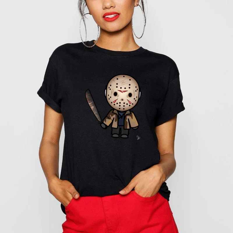 

Women Funny T Shirt Halloween Printed T-shirt Girls Harajuku Tee Shirt Short-sleeve Tshirt Summer Cotton Short Sleeve Tees