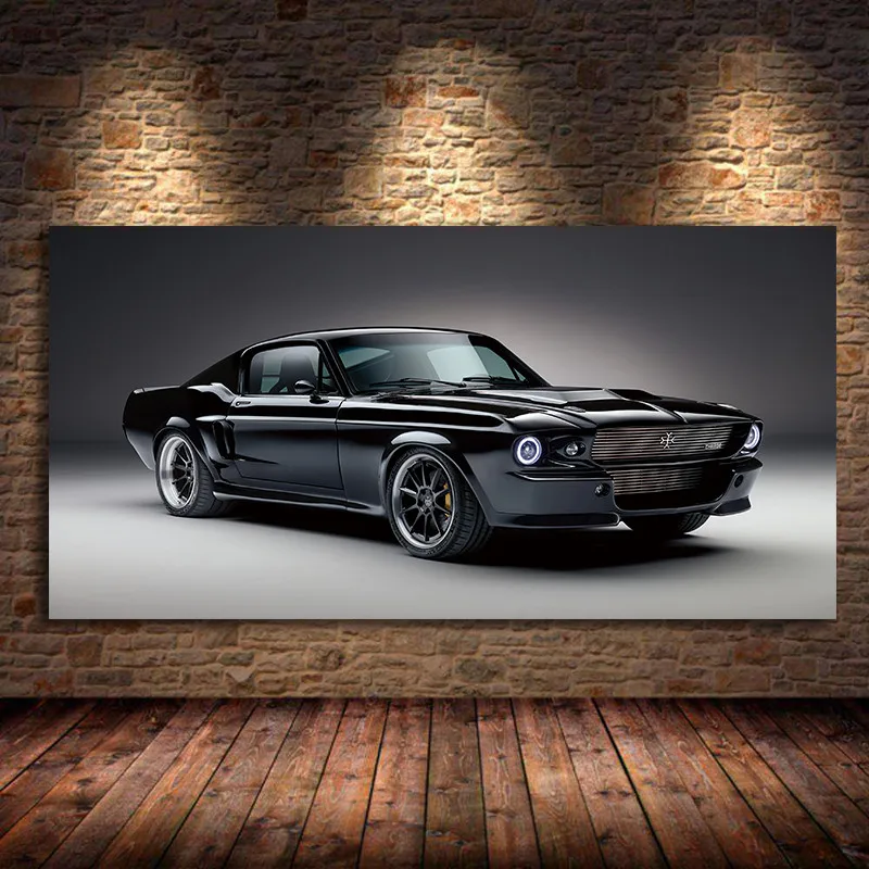 1967 Классический тканевый постер с принтом мышечной зарядки машин Mustang вид